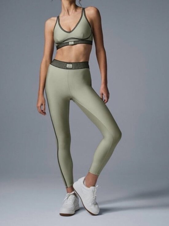 ALO Yoga Pants - ALO Yoga Olive-Toned Sports Bra and Leggings Set